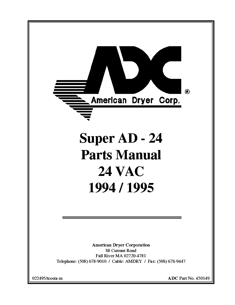 ADC SUPER AD-24 24 VAC service manual