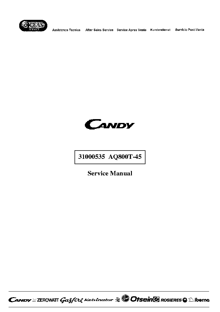 CANDY AQUAMATIC800T-45 service manual (1st page)