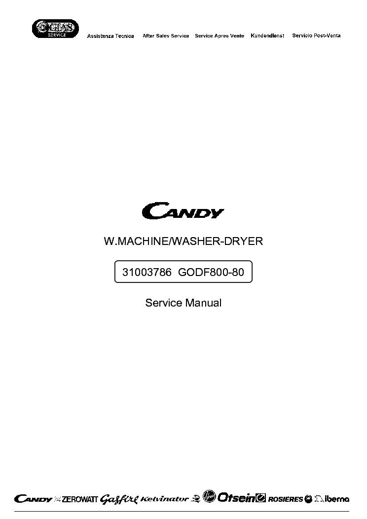 CANDY GODF800-80 service manual