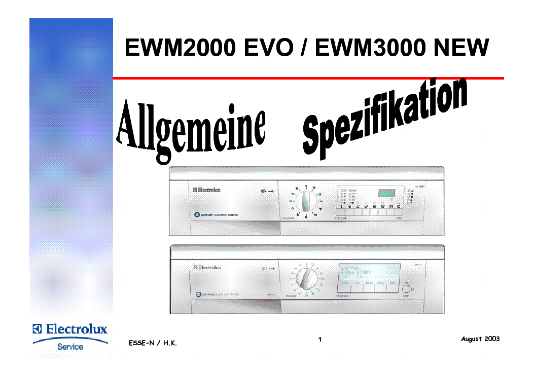 ELECTROLUX EWM2000EVO EWM3000NEW service manual (1st page)
