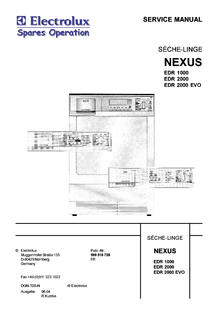 ELECTROLUX NEXUS EDR1000 2000 EVO service manual (1st page)