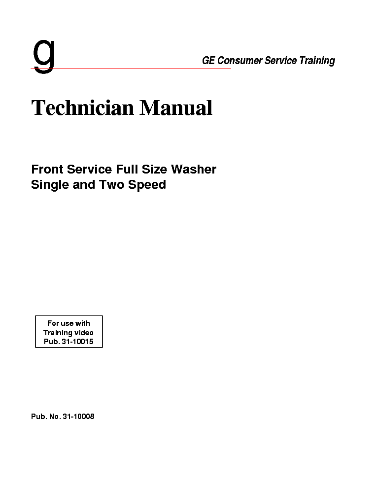 GE FRONT SERVICE FULL SIZE WASHER Service Manual download, schematics