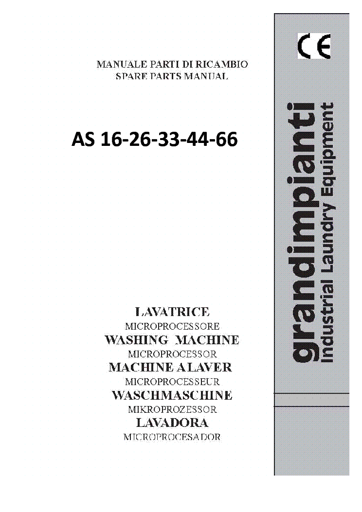 GRANDIMPIANTI AS-16 AS-26 AS-33 AS-44 AS-66 PARTS LIST service manual (1st page)