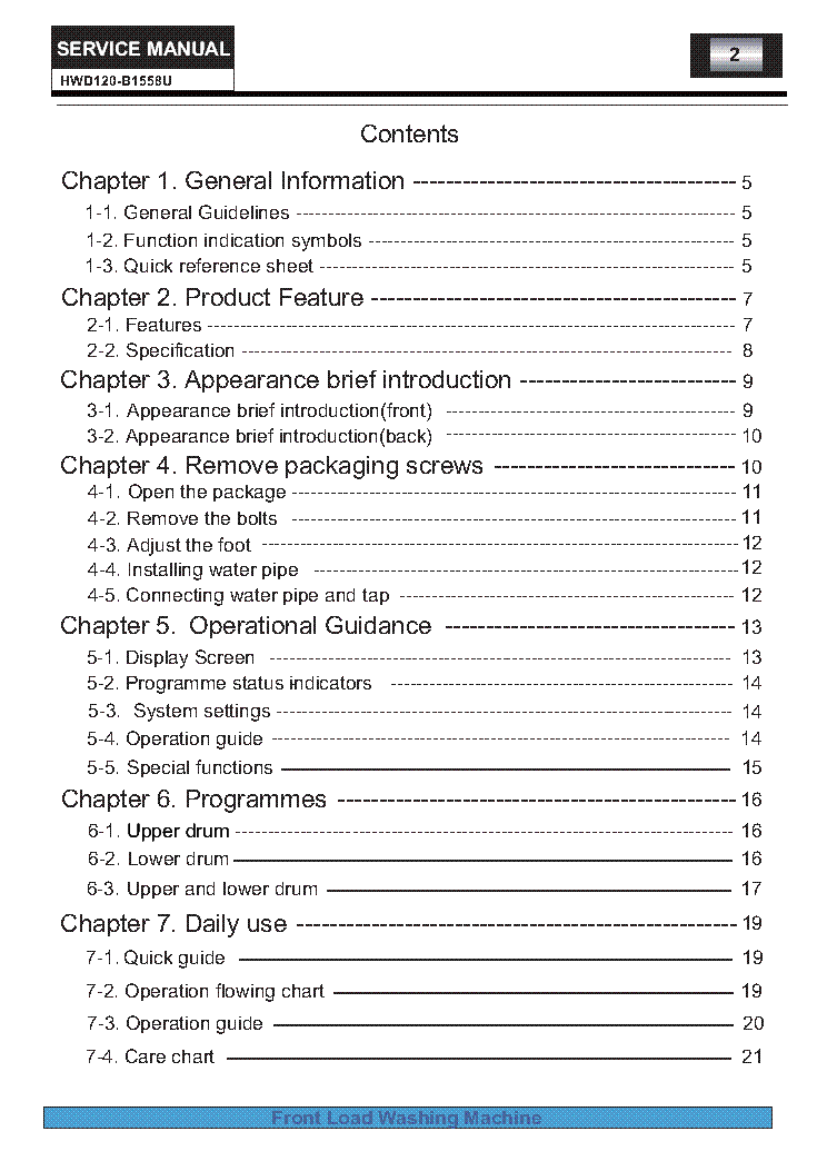 HAIER HWD120-B1558U WASHING MACHINE Service Manual download, schematics ...