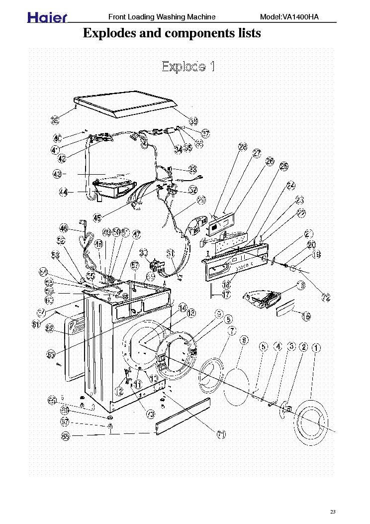 HAIER VA1400 EXPLODED VIEW Service Manual download, schematics, eeprom ...