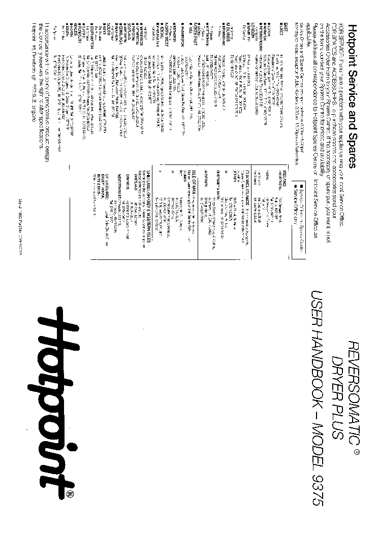 INDESIT HOTPOINT HB9375 service manual (1st page)