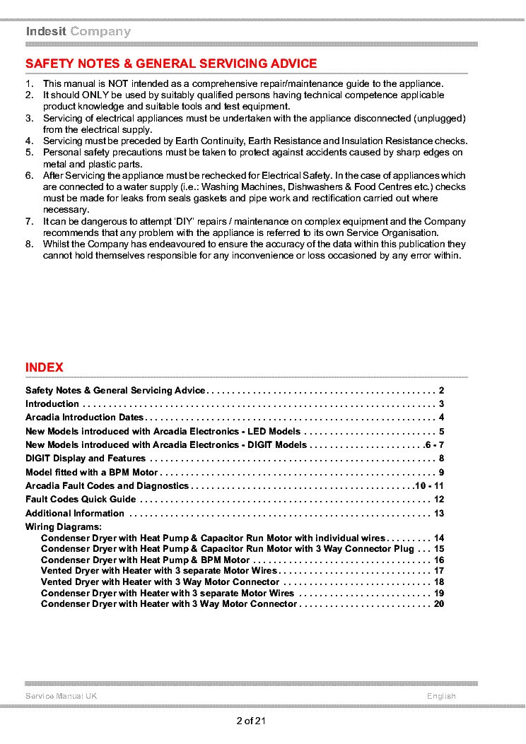 INDESIT IDCAG35B EU service manual (2nd page)