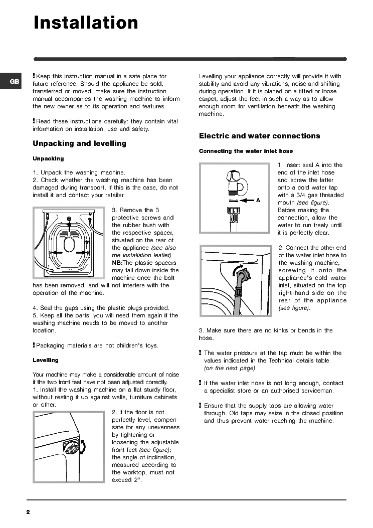 INDESIT WIA101UK service manual (2nd page)