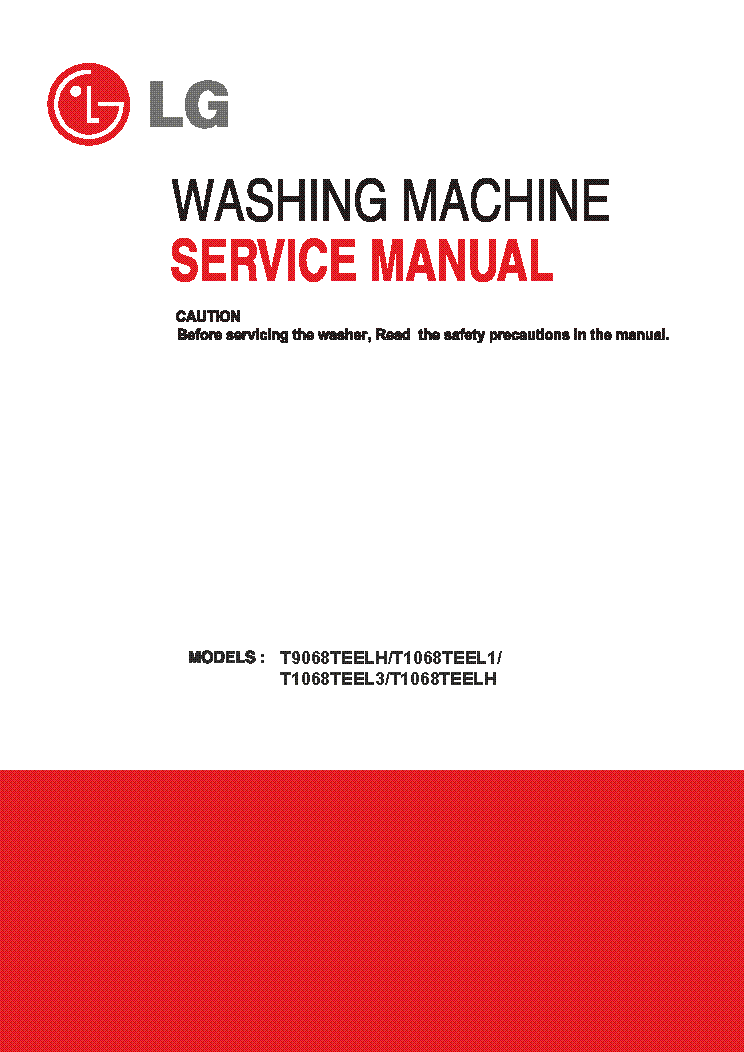 LG T9068TEELH T1068TEEL1 T1068TEEL3 T1068TEELH WASHING MACHINE service manual