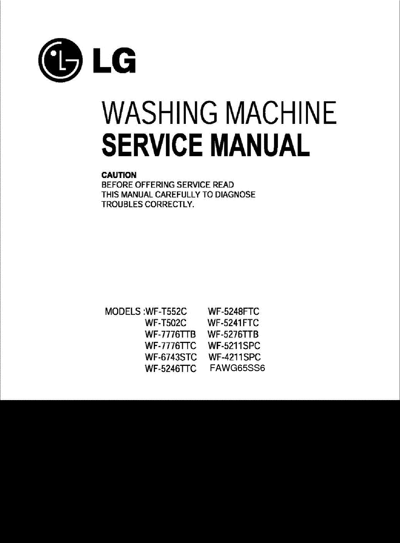 LG WF-T552C-T502C-7776TTB-7776TTC-6743STC-5246TTC-5248FTC-5241FTC-5276TTB-5211SPC-4211SPC FAWG65SS6 service manual