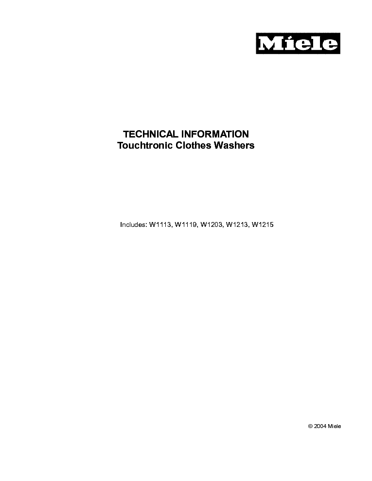 MIELE W1113 SM service manual (1st page)