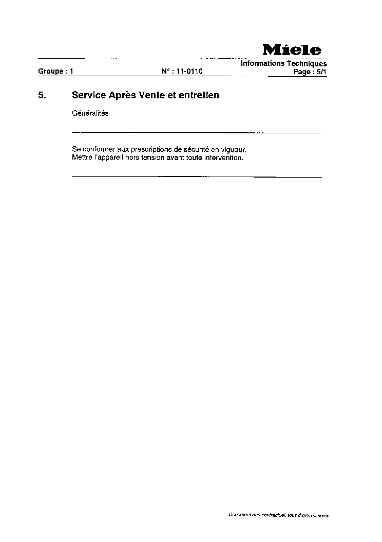 MIELE W118 service manual (1st page)