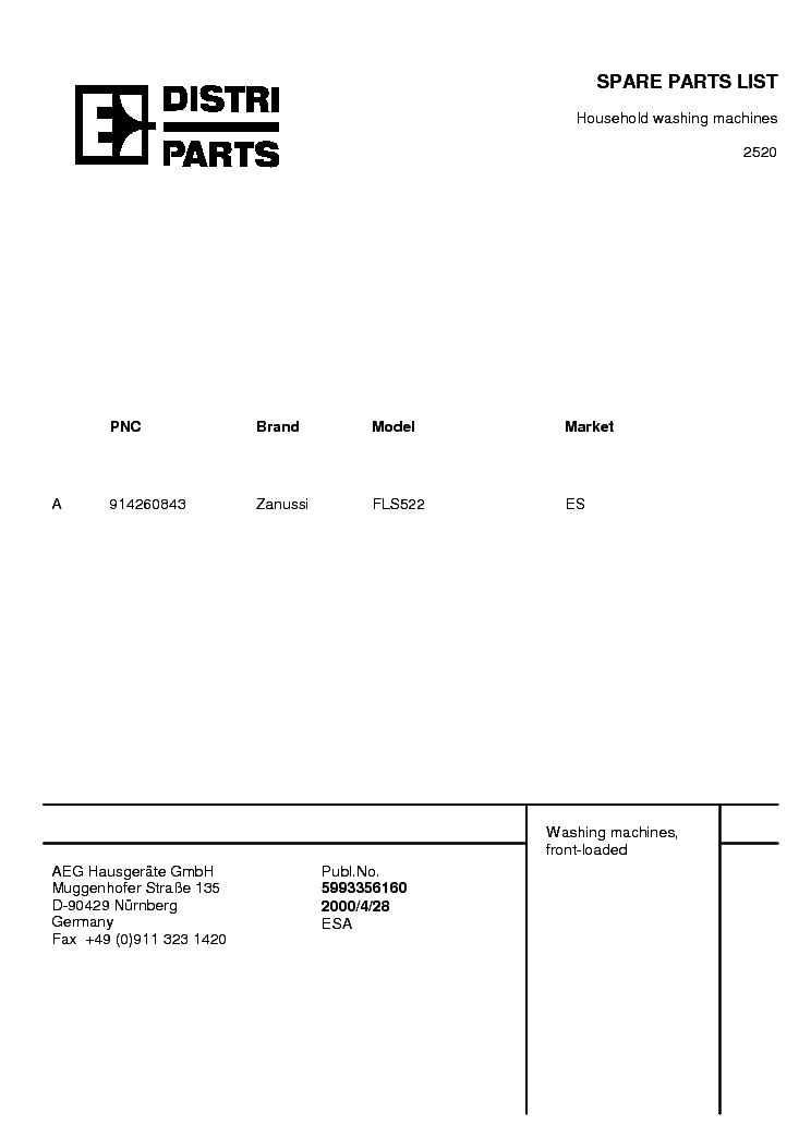 ZANUSSI FLS522 service manual