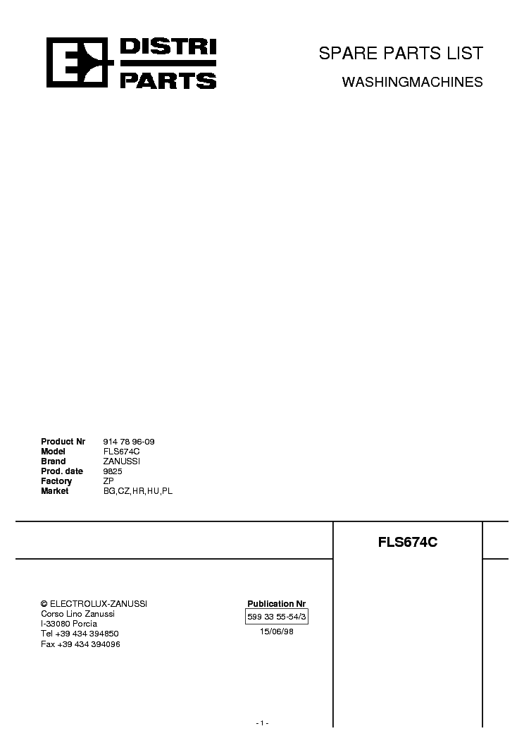 ZANUSSI FLS674 service manual
