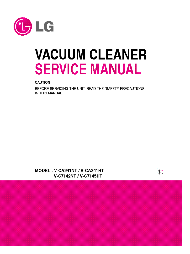 LG V-CA241NT SERVICE MANUAL Service Manual download, schematics, eeprom