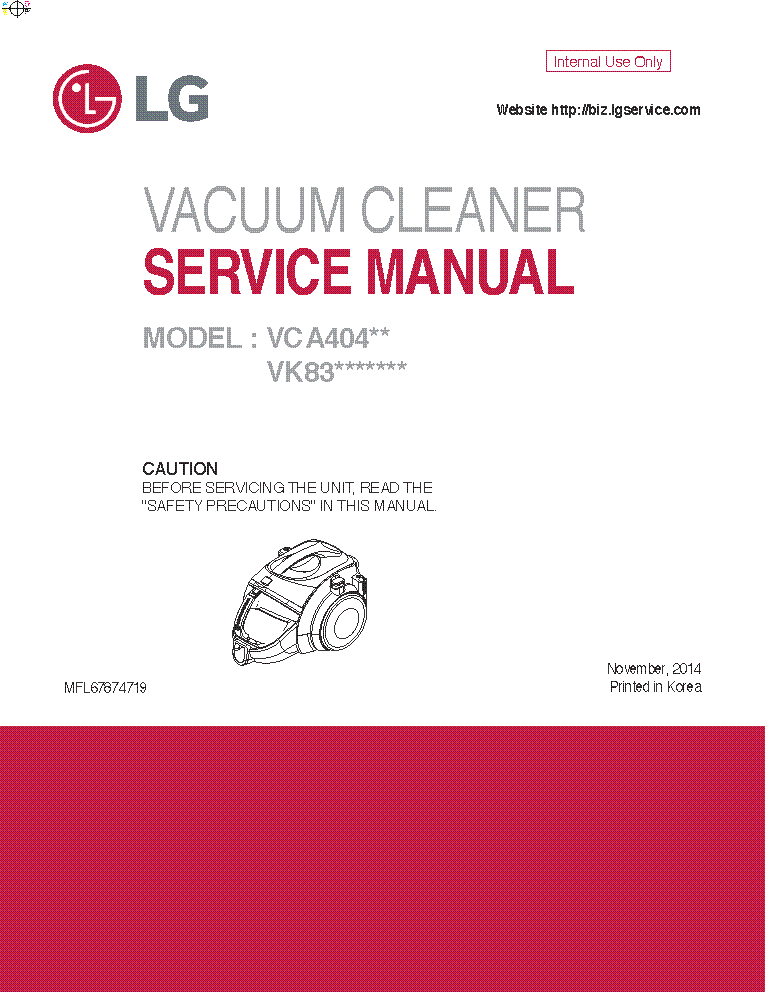 LG VCA404XX VK8307NHAR SM service manual