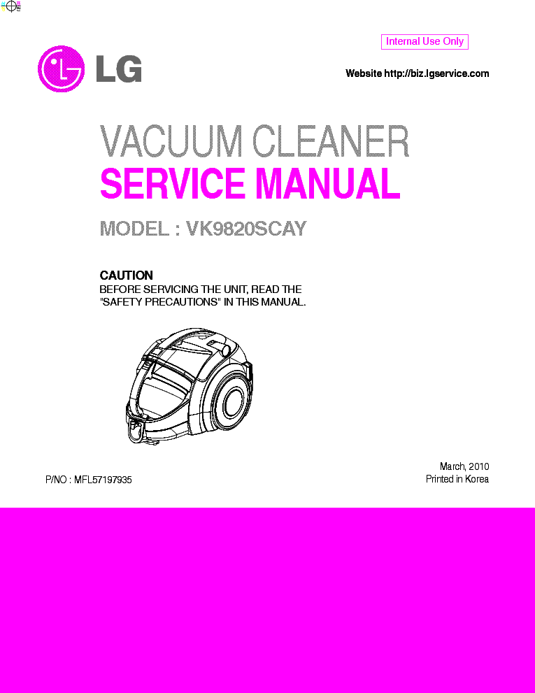 LG VK9820SCAY SM service manual