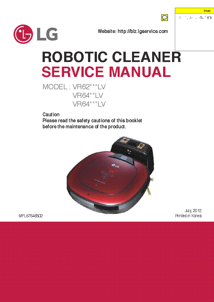 LG VR62XXXLV VR64XXLV VR64XXXLV SM service manual