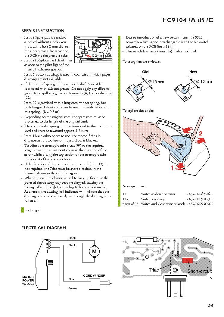 PHILIPS FC-9104 A B C VACUUM service manual (2nd page)