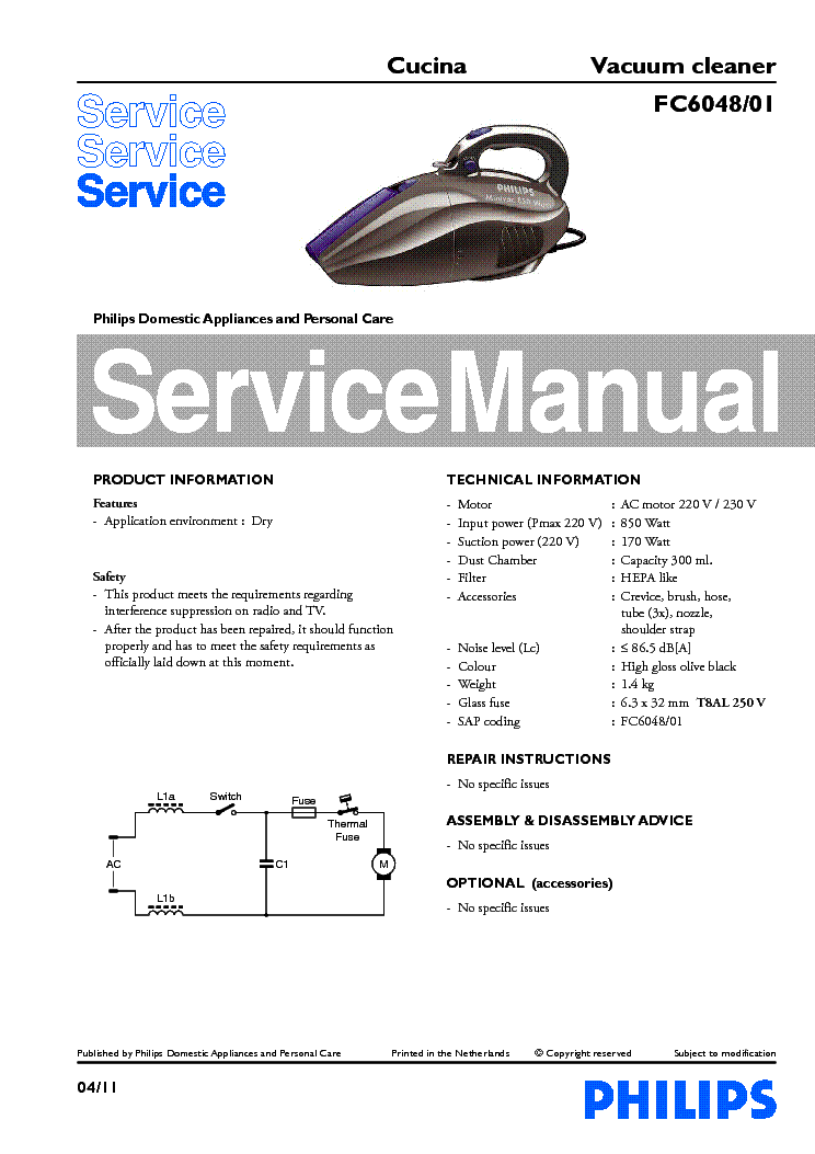 PHILIPS FC6048-01 service manual (1st page)