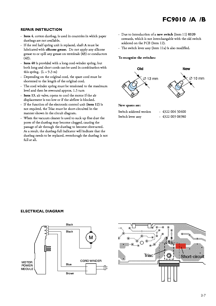 PHILIPS FC9010-A FC9010-B VACUUM CLEANER service manual (2nd page)