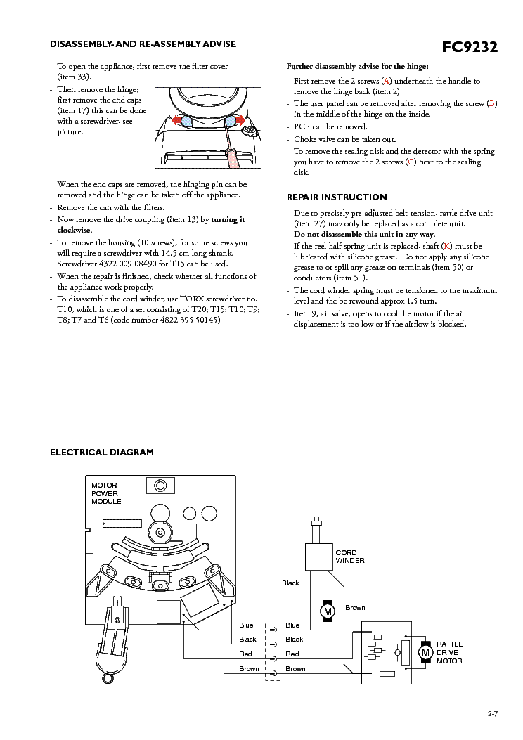 PHILIPS FC9232 VACUUM CLEANER service manual (2nd page)