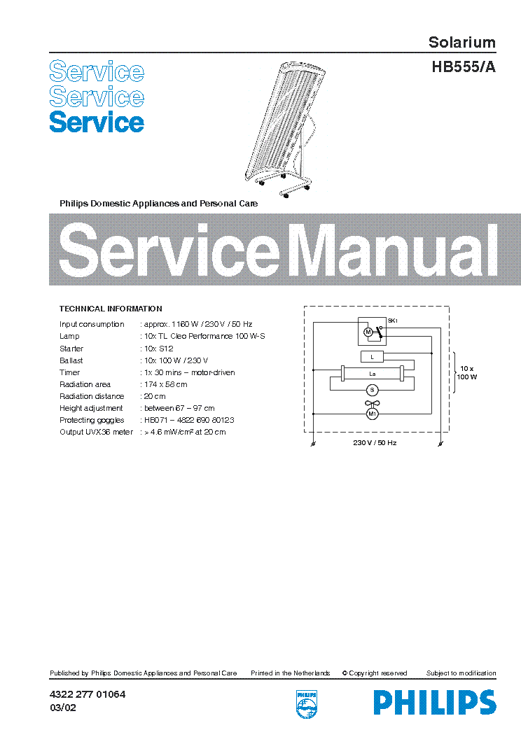 PHILIPS HB555-A SOLARIUM service manual (1st page)