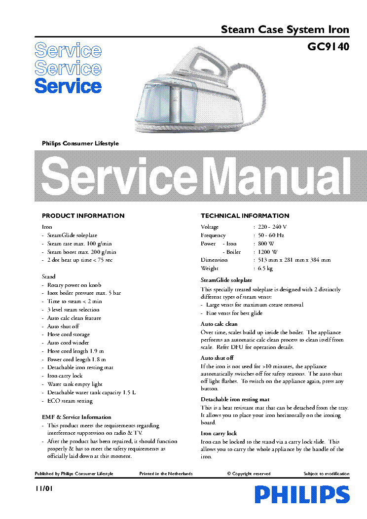 PHILIPS GC9140 service manual (1st page)