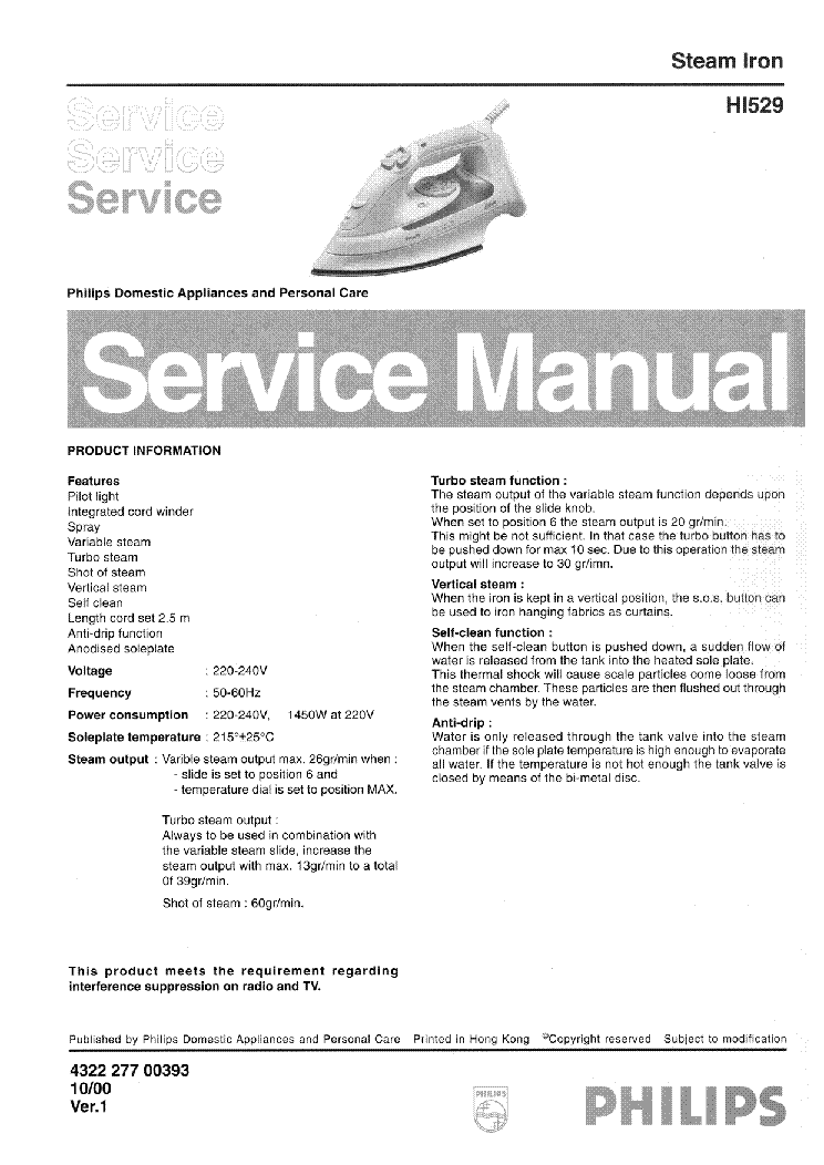 PHILIPS HI529 service manual (1st page)