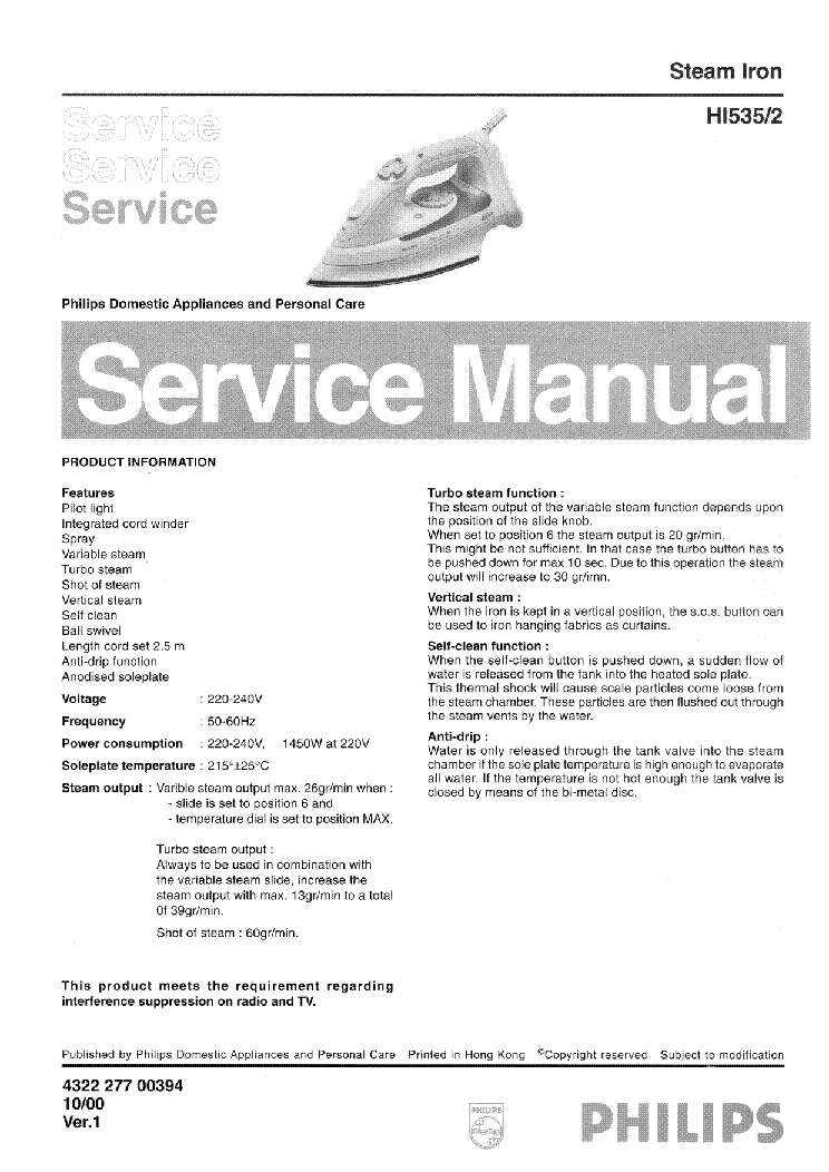PHILIPS HI535-2 service manual (1st page)