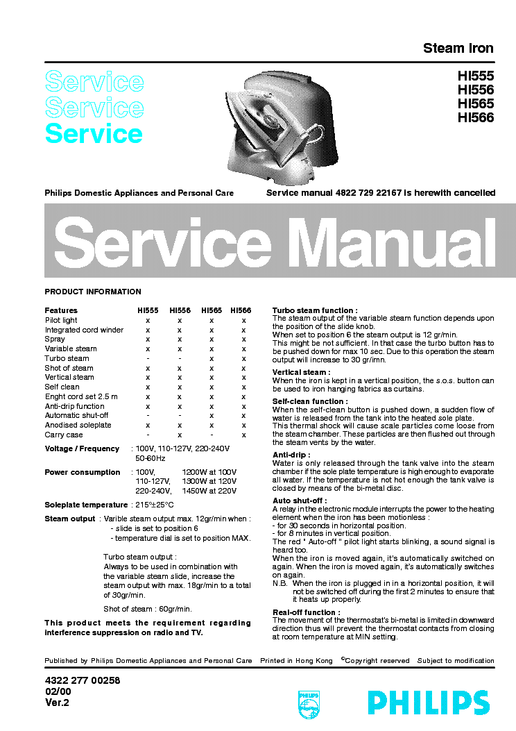 PHILIPS HI555 556 565 566 service manual (1st page)