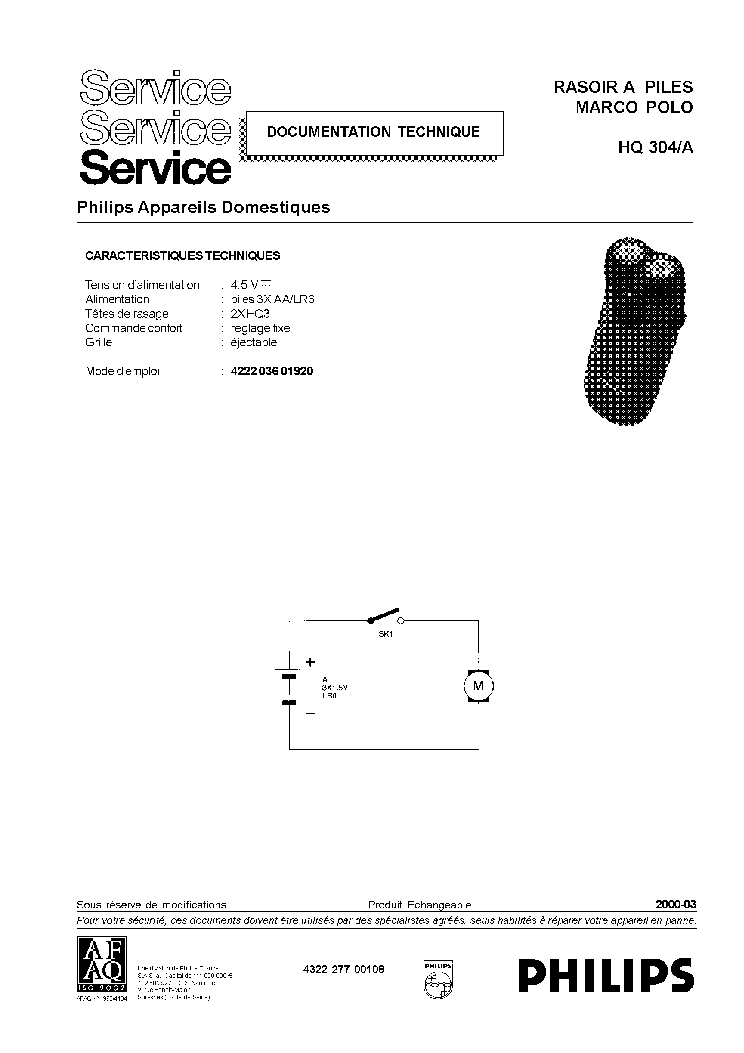 PHILIPS HQ304 MARCO POLO service manual (2nd page)