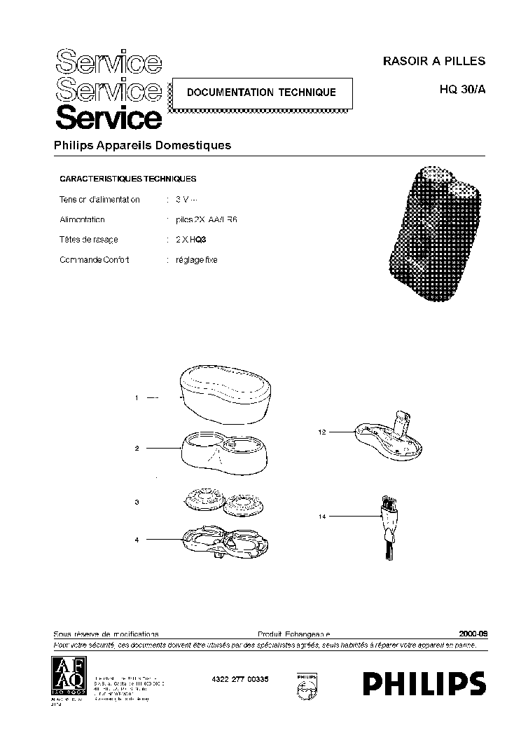 PHILIPS HQ30 RASOIR A PILLES service manual (2nd page)