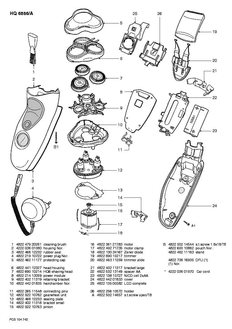 PHILIPS HQ6886A QUADRA ACTION SHAVER service manual (2nd page)