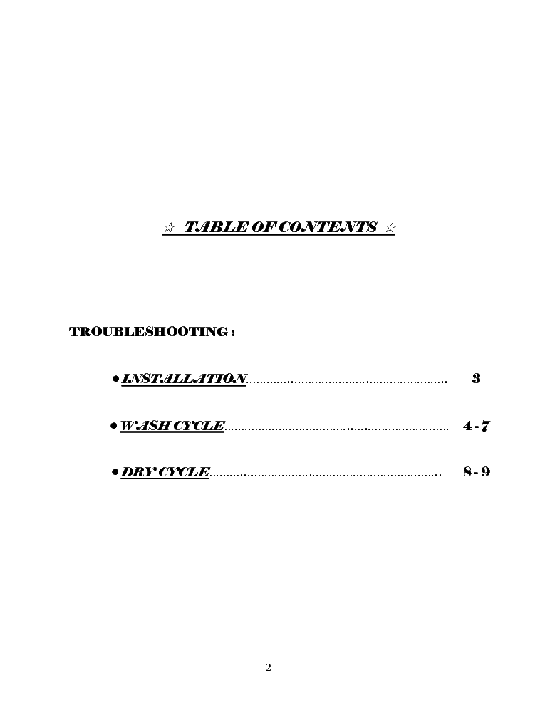 EQUATOR EZ3710CEE EZ1710 V 2006 LAUNDRY UNITS TROUBLESHOOTING GUIDE V4 service manual (2nd page)