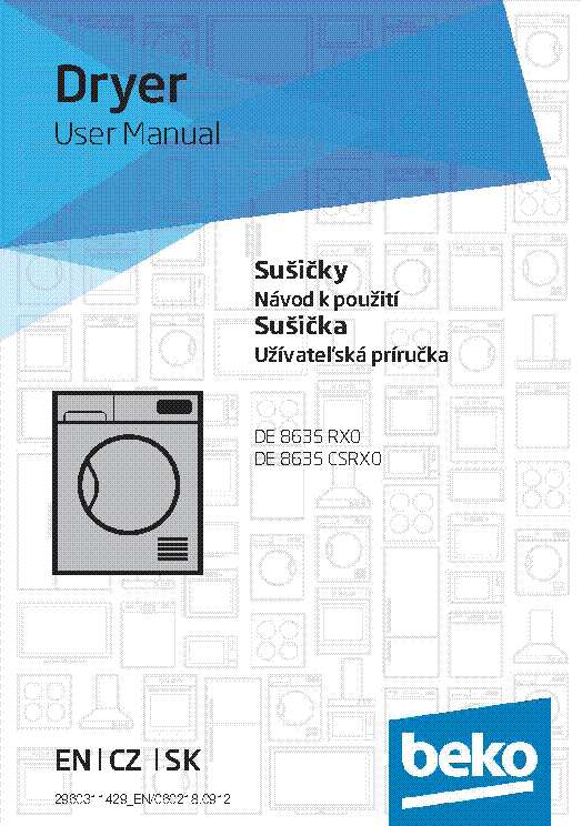 BEKO DE 8635 RX0 CSRX0 EN CZ SK USER MANUAL service manual (1st page)