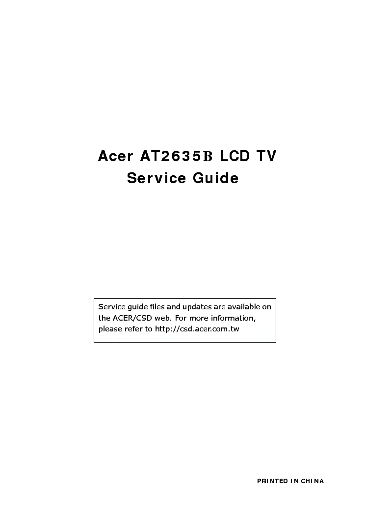 ACER AT2635B LCDTV service manual (1st page)