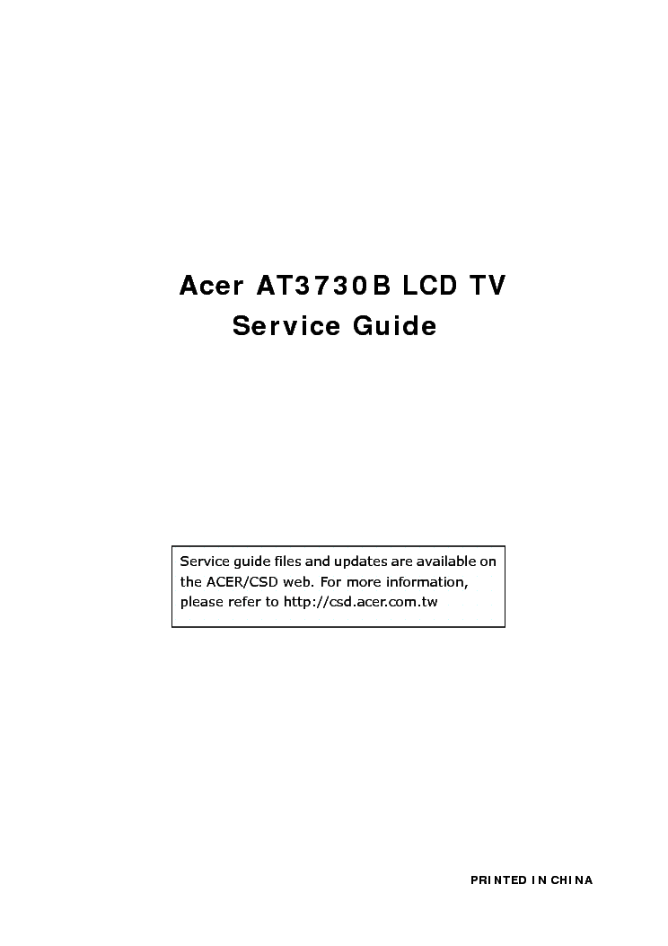 ACER AT3730B LCD TV service manual (1st page)