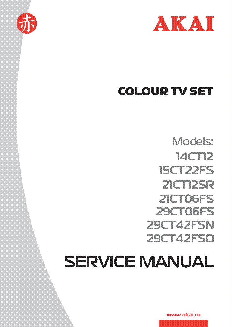 AKAI 14CT12 15CT22FS 21CT12SR 21CT06FS 29CT06FS 29CT42-FSN-FSQ COLOR TV SM service manual (1st page)