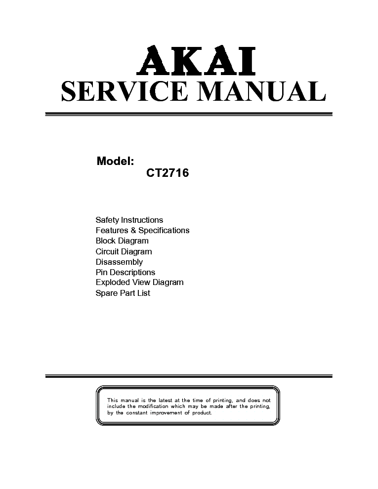 AKAI CT-2716 SM service manual