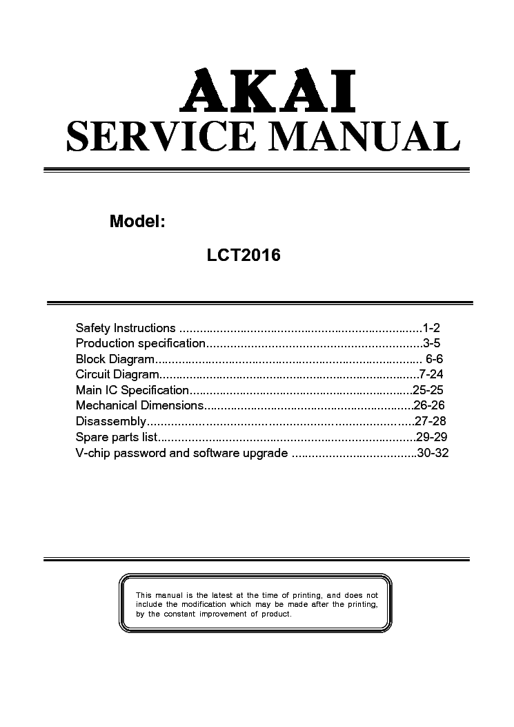 AKAI LCT2016 SM service manual