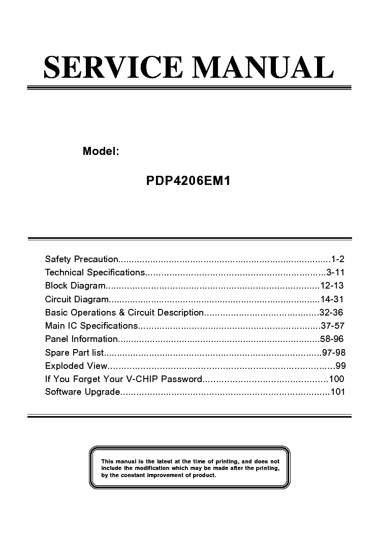 AKAI PDP4206EM1 PLASMA TV SM service manual (2nd page)
