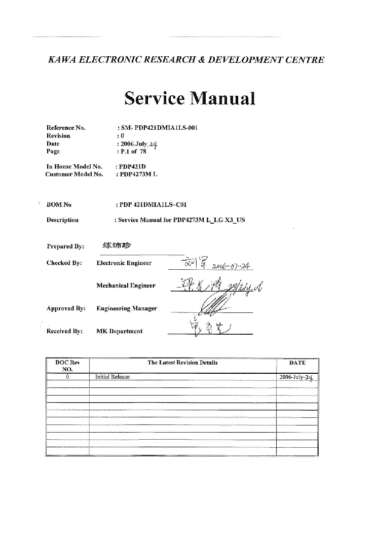 AKAI PDP4273ML service manual