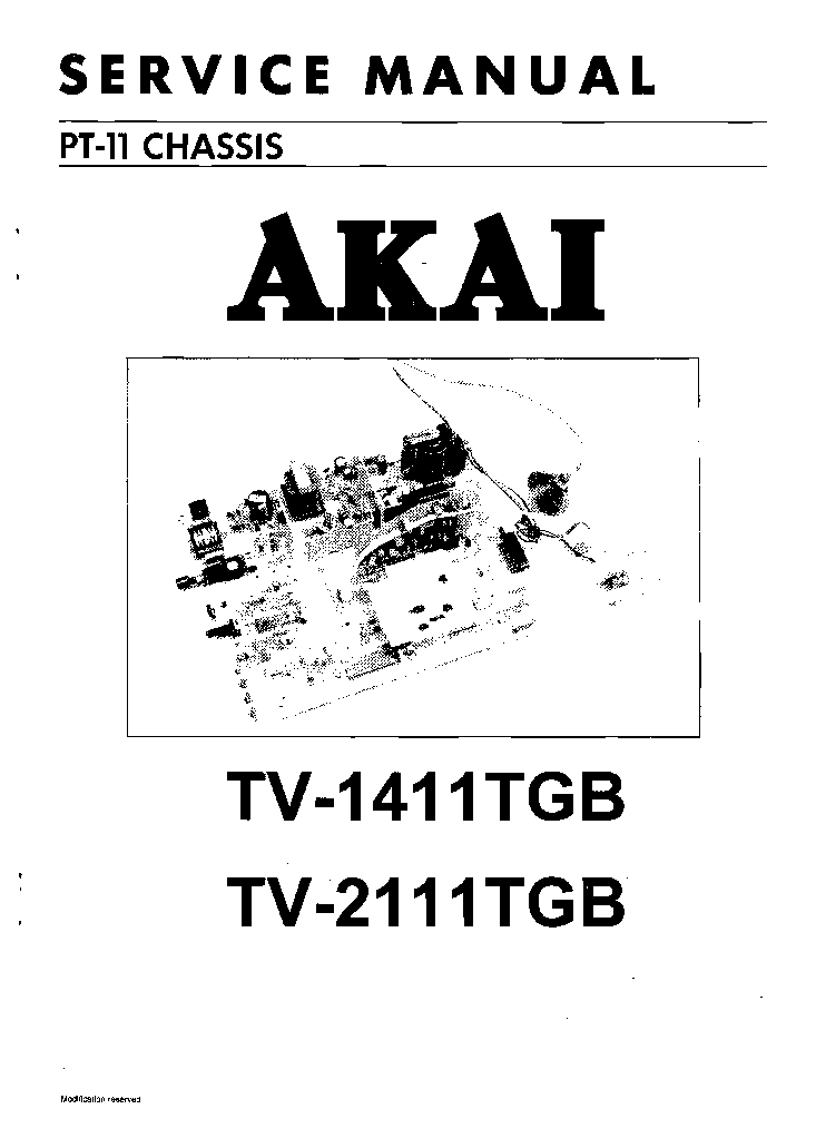 AKAI TV1411TGB,2111TGB CH PT11 SM service manual (1st page)