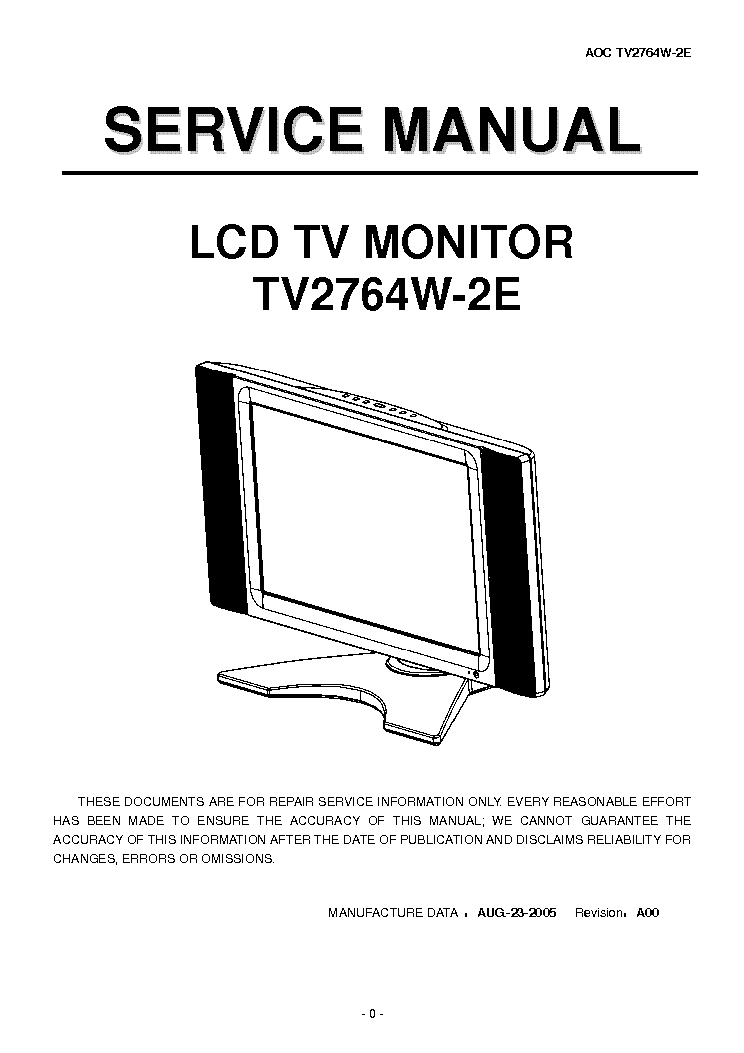 AOC TV2764W-2E LCD MONITOR-TV Service Manual download, schematics ...