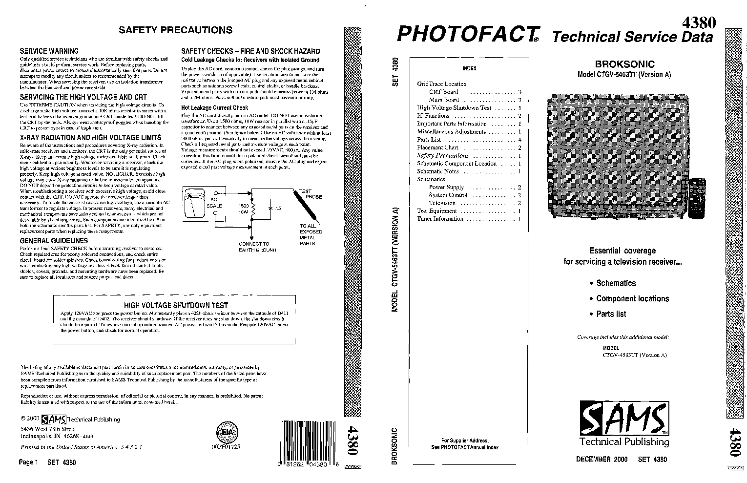 Broksonic Fernsehservice Handbuch