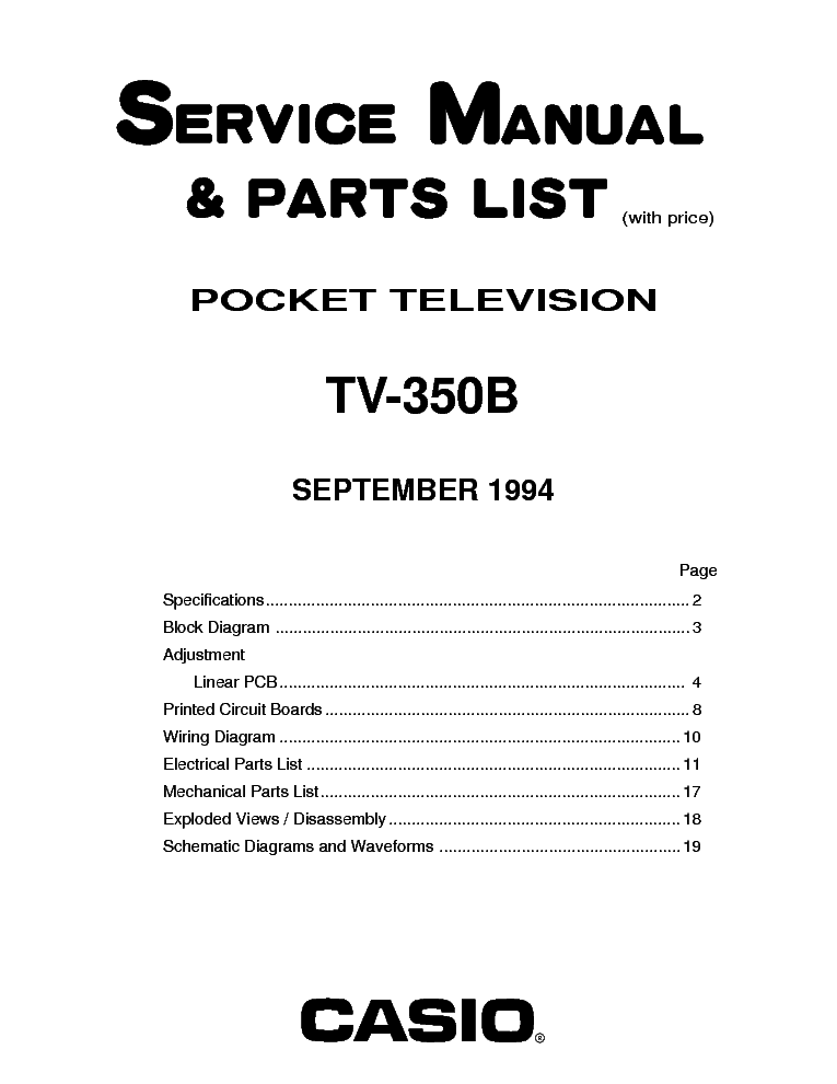 CASIO LCD TV TV350B service manual