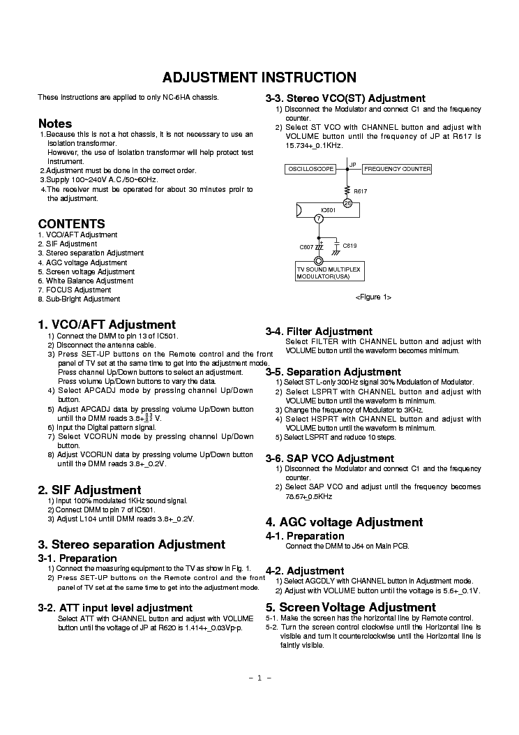 DAEWOO CHASSIS NC5AA ADJUSTMENT service manual