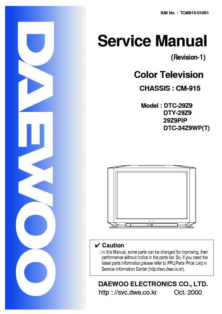 DAEWOO CM-915 CHASSIS DTC29Z9 Service Manual download, schematics ...