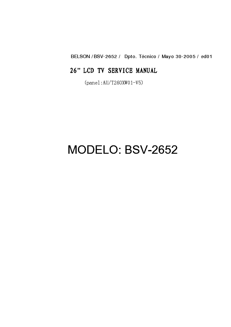 BELSON BSV-2652 service manual